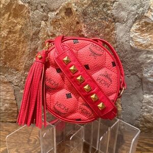 MCM Mini Round Crossbody Bag / MCM Red Round Crossbody Bag